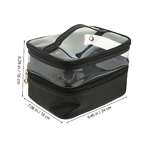 Sac de rangement cosmétique portable avec double compartiment étanche