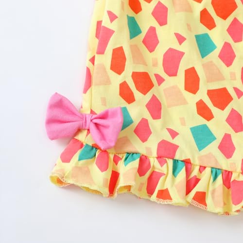 Image of HILEELANG Toddler Girl Summer Short Outfit Sets Cotton Short Sleeve Tops Tees Shorts Clothing Sets