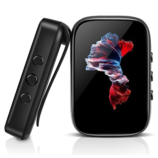 32GB Mp3 Player with Bluetooth Sports Clip-on Music Player for Running Walking Support Full-Touch Screen FM Radio Line-in Voice Record TF Card Up to 128GB-Black