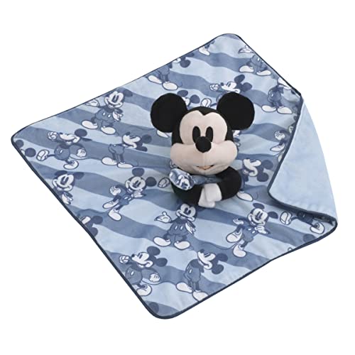 Image of Disney Mickey Mouse Blue, White and Black Lovey Security Blanket