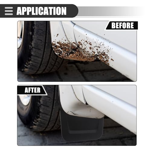Image of Motoforti Car Mud Flaps, Splash Guards, for Toyota Tacoma 2023, Plastic, with Screw, Black, 1 Set