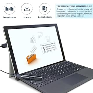 Penna Registratore Vocale 32GB HD - Mini Registratore Portatile Ricaricabile per Conferenze, Riunioni, Interviste & Concerti - Attivazione Vocale & Riproduzione MP3