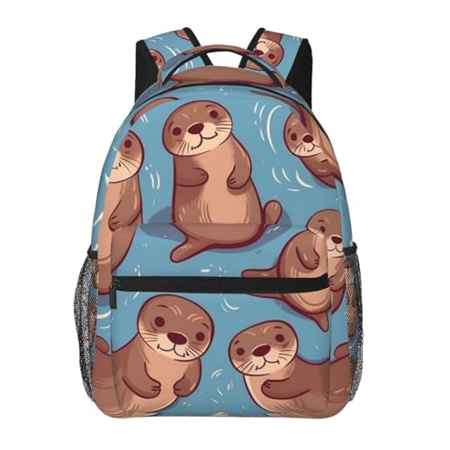 Sac à dos voyage ordinateur portable loutres marron pour travail et bagage cabine