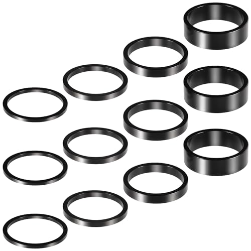 Josojoou 12 PCS Bicycle Headset Spacer Aluminum Alloy Headset Spacers Four Sizes Bike Stem Spacers High Strength Free Combination Suitable for Mountain Bikes Road Bike (2mm 3mm 5mm 10mm)