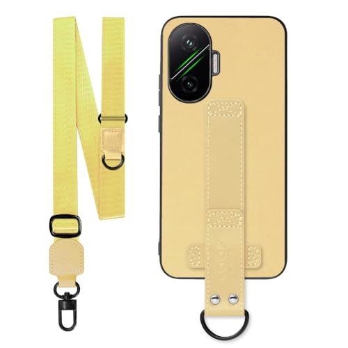 LOOF STRAP-SHELL �{�v ���U�[ �X�}�z�V�����_�[ �X�}�z�P�[�X for Xiaomi POCO F7 �p �P�[�X �J�o�[ �X�g���b�v �X�g���b�v�z�[�� �V���v�� �����h�~ �ϏՌ� ���^ �y�� �����O�X�g���b�v D�J���t�� [�����O+/�C�G��