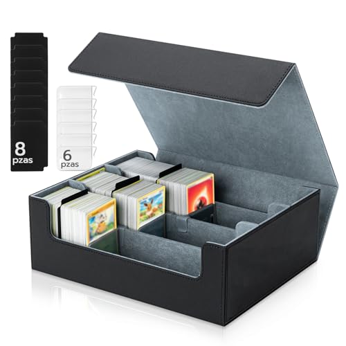 Tolesum Caja Cartas para MTG, Card Deck Box para 1800+ Cartas Con Compartimento, Magnetic Flip Box con Cuero de PU para Cartas de Magic Commander TCG - [Negro]