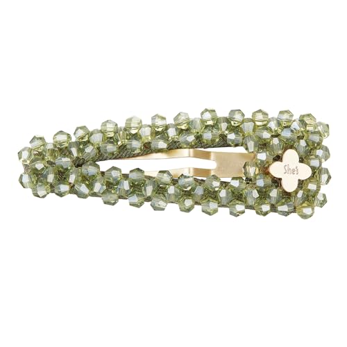 SHE'S FREE STYLE JUST FOR YOU Handweave Crystal Hair Claw Clips, Sparkling Mini 1.97" Hair Clips for Women, Copper Base Non-Slip Edge Design for Thin