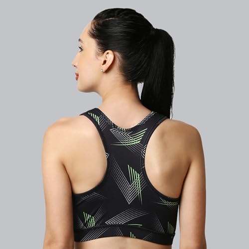 Image of SOIE Women's Medium Impact Quick Dry Padded Racerback Printed Athleisure Sports Bra