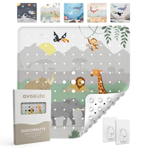 avakido® Duschmatte rutschfest Kinder - 100% BPA frei Inklusive 2 Haken...