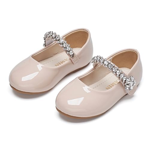 Image of PHIRAMIN Toddler Flower Girl Glitter Dress Shoes Little Girl Ballet Flats Bow Wedding Party