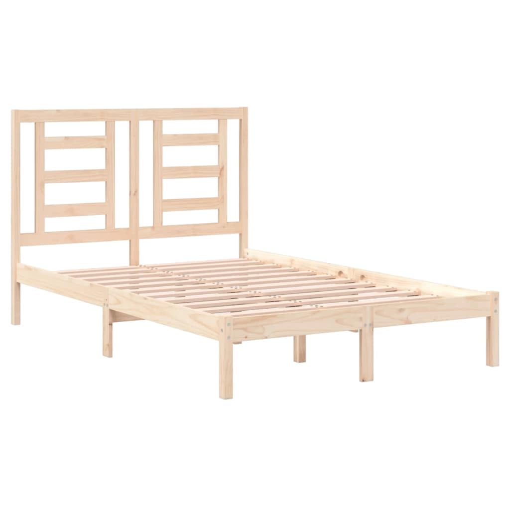 lite drewno sosnowe nowoczesny wystrój sypialni podwójna Brąz 120x190 cm | Rama łóżka lite drewno 120x190 cm podwójna z zagłówkiem do sypialni