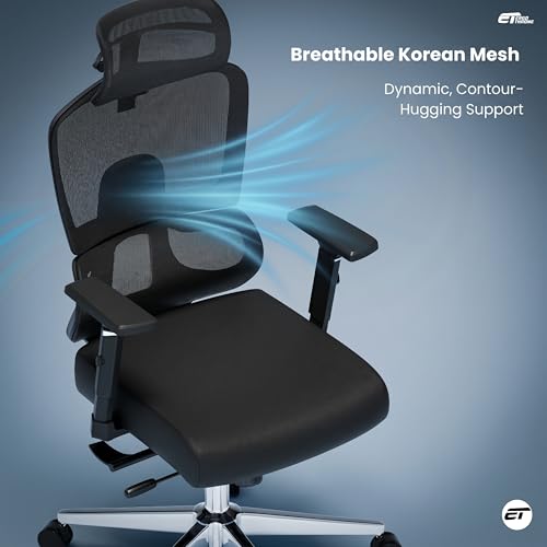 Image of Optimus Pro Ergonomic Office Chair for Work | Multi-Lock Synchro Tilt Mechanism with Seat Slider | 5 Year Warranty | 3D Armrest | Fixed Curve Lumbar | (Black, 3D Arms with Seat Slider)