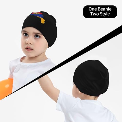 Armenian Flag map Children Hip Hop Knitted Hat Kids Elastic Leisure Knit Cap Warm Sleep Beanies Black4