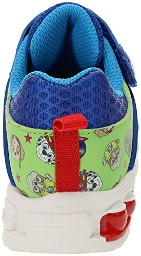Paw Patrol Light-Up Running Shoes for Kids, Mismatch Sneaker with Hook-and-Loop Strap, Blue/Green, Little Kid Size 114
