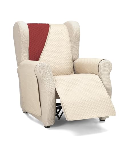 Martina Home Diamond Funda Cubre Sofá,Protector para Sofás Acolchado Reversible,Beige-Rojo, 1 Plaza/Relax