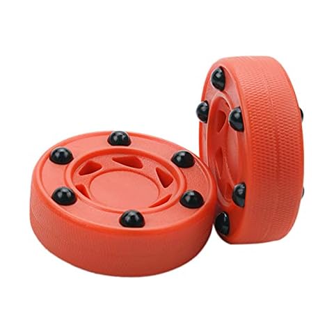 PETIT MANON 2 pcs Roller Hockey Game Puck, Street Hockey Puck, Inline Hockey for Indoor and Smooth Outdoor Courts (Orange) Cover
