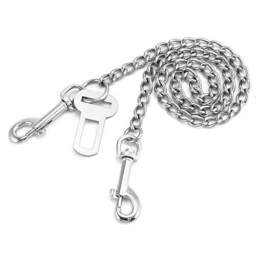 QWORK Cinturón Seguridad Coche Perros, Acero Inoxidable 80 cm