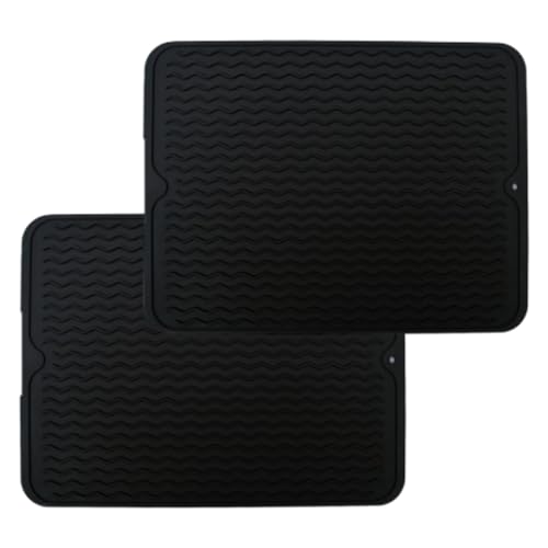 Lot de 2 dessous-de-plat en silicone pour poêles et casseroles chaudes, 40 x 30 cm, grands dessous-de-plat polyvalents en silicone pour plans de travail de...