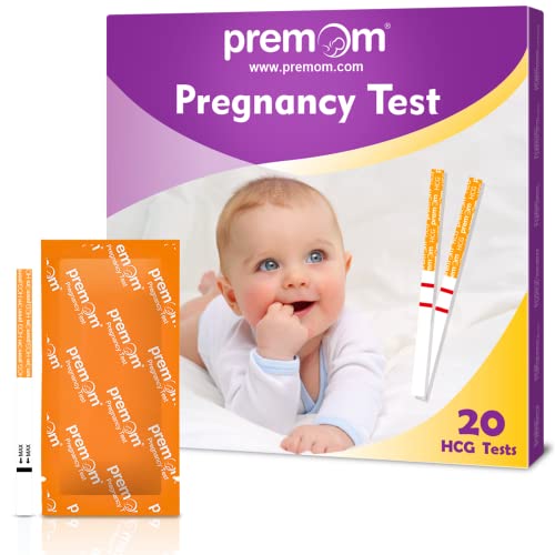 20 Premom Zwangerschapstest met hoge gevoeligheid: snelle hCG-test 10 mIU/ml urine met slimme app Premom-reactieve zwangerschapsstrip (20HCG)