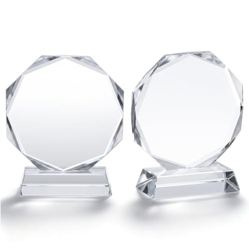 Meooeck 2 Pcs Crystal Glass Trophy, Tournament, Octagon