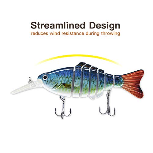 ROSE KULI Fishing Bass Lures Multi Jointed Topwater Life-Like Trout Swimbait Hard CrankBaits - Thumbnail 3