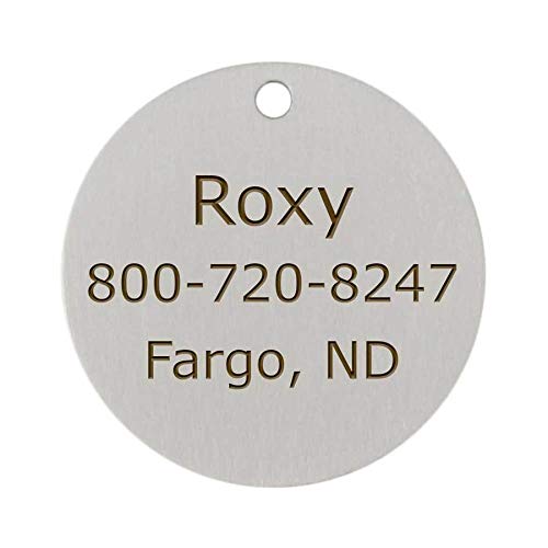 DogIDs Personalized Designer Enamel Round Circle Dog Identification Tag, Custom Laser Engraved Single Sided ID Tag with S-Hook and Split Ring - Orange Bone, Small, 7/8 in