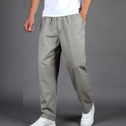 Cargo Pants for Men Drawstring Zipper Pockets Trousers Solid Color Elastic Waist Cargo Pants Casual Trousers2