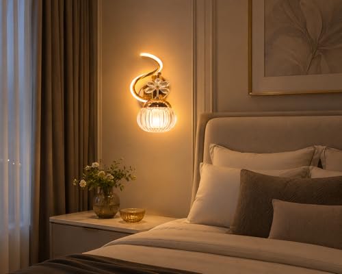 Image of Modern 577 Gold LED Wall Light Crystal Design | Decorative Indoor Wall Lamp for Living Room, Bedroom, Hotel & Hallway Lighting (Pack of 1)