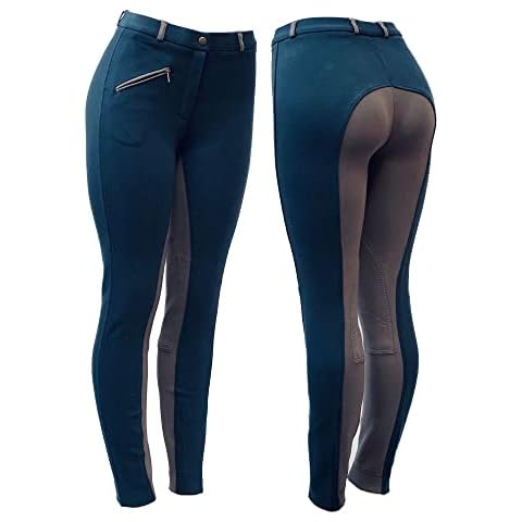 ASTILE EQUESTRIAN Horse Riding Ladies Soft Stretchy JODPHURS/Jodhpurs JODS Navy/Grey (UK 14 (32'' Waist)) Cover
