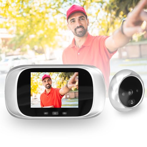 Dpofirs Cámara de Timbre de Video HD, Cámara de Visor de Puerta Digital con 5.1 Pulgadas, Timbre de Video Digital de Visión Nocturna con Visión de 90 ° Apto para el Hogar/Hotel((DD1 Plateado))