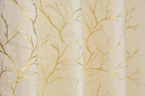 Premium Velvet Foil Blackout Curtains for Living Room & Bedroom | 7ft Long Door Parda| Heavy Fabric | Light Blocking, Noise Cancelling, Designer Drapes (Set of 1 Pcs, Cream Colour) - Image 5