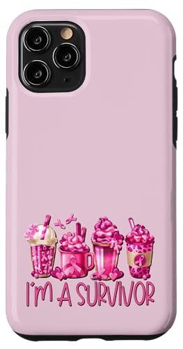 Im A Survivor Pink Ribbon Coffee Mugs Breast Cancer Survivor Carcasa para iPhone 11 Pro