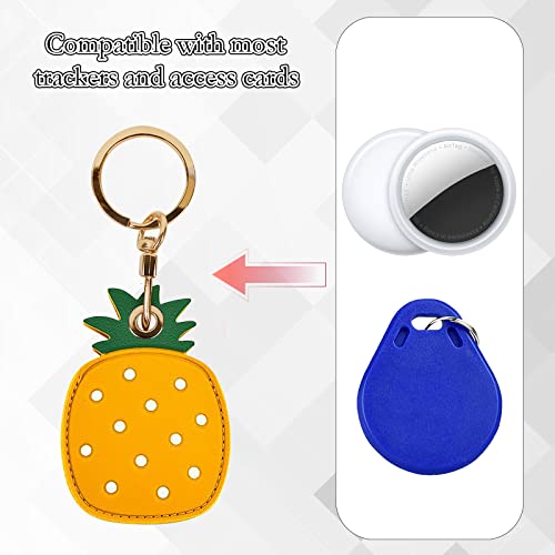 Image of Leather Keychain Case Holder Compatible with Apple AirTag, GPS Airtag Keychain Finder Tracker with Key Ring, Anti-Scratch Protective Air Tag Cover | Leather