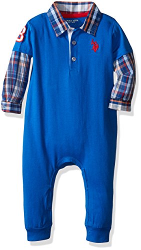 U.S. Polo Assn. Baby Boys'' Long Sleeve 2 Fer Romper