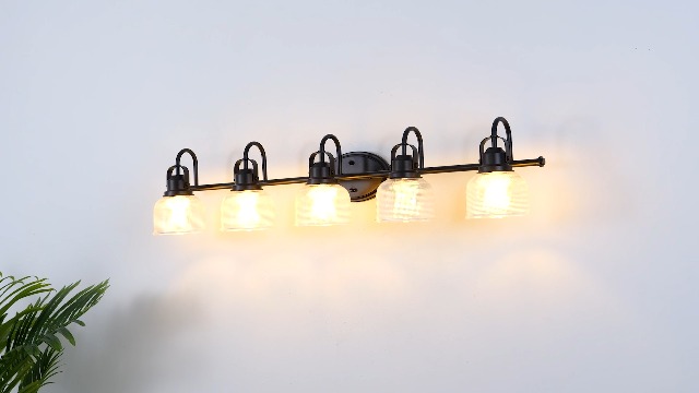 Image of JONATHAN Y Virginia 42.75 inch Black 5-Light Modern Farmhouse Vanity Light