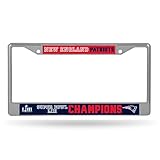 Rico Industries NFL New England Patriots Super Bowl LIII Champions Standard Chrome License Plate...