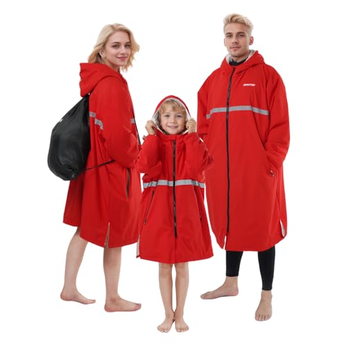 Owntop Swim Parka Adult Kids | Waterproof & Quick-dry | 2-Way Zipper | Oversized Hooded Changing Robe for Beach Pool