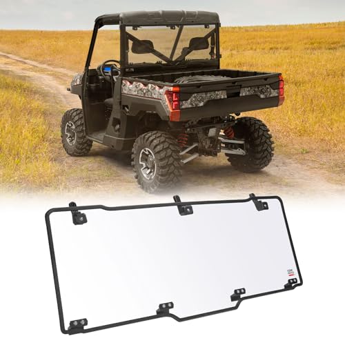 KEMIMOTO Hard Coated Rear Window, Pre-installed Back Windshield Compatible with Polaris Ranger XP 1000/Crew 2017-2025, Polaris Ranger 1000/Crew 2020-2025, Ranger XP 900/Crew 2013-2019