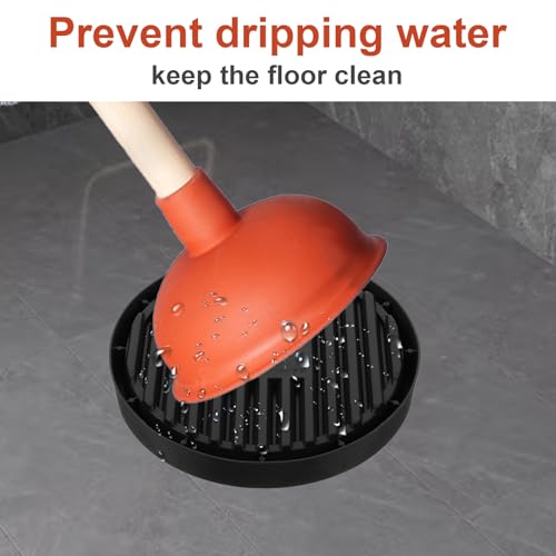 Image of Plunger Tray Toilet Plungers Holder Only Plunger Mat Air Drying Mat for Toiletplunger Universal Toiletplungers Holder Drip Tray for Bathroom Kitchen Wicks Water from Plungers and Dries Quickly(Black)