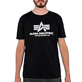 alpha industries magliett basic stampa riflettente scollo rotondo t-shirt, black, l uomo