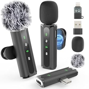 Kabelloses Lavalier Mikrofon Set für iPhone/Android/PC,Wireless Ansteckmikrofon für Live-Streaming, Videoaufnahmen, Plug-Play Wireless mini Mikrofon mit Geräuschunterdrückung für YouTube, TikTok, Vlog