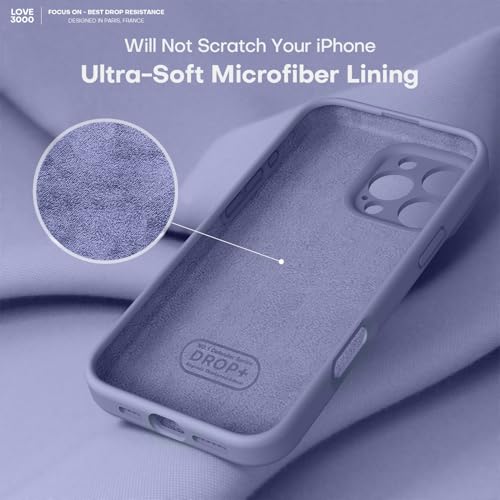 Image of LOVE 3000 Designed for iPhone 16 Pro Max Case, Premium Silicone with [Soft Anti-Scratch Microfiber Lining] Shockproof Protective Phone Case for Men Women Girls 6.9 inch, Lavender Grey