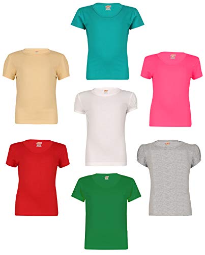 Image of SINI MINI Sinimini Girls Half Sleeve Cotton Round Neck Tshirt with bio wash (Pack of 7).