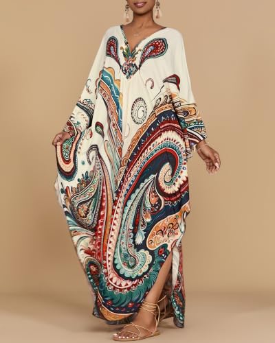 Image of Bsubseach Moo Moos for Women Batwing Sleeve Kaftan Dresses with Pockets
