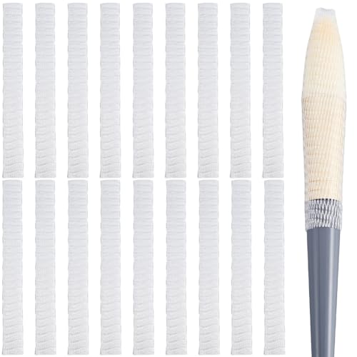 Image of GORGECRAFT 200Pcs Makeup Brush Net Pen Guard Protector Reusable Net Thread Spool Savers Expandable Mesh Cover Plastic Sewin Thread Netting Machine Embroidery Net for Eyeshadow Brush Sewing, White