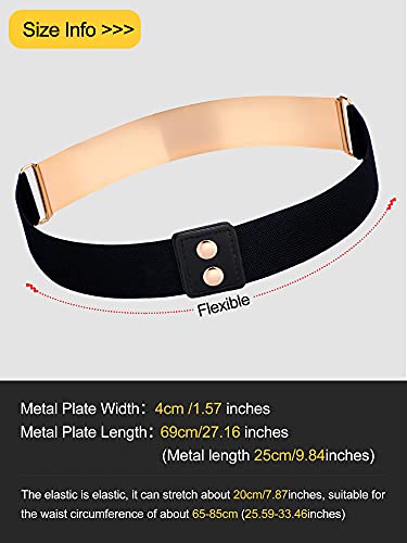 Chuangdi 2 Pcs Mirror Belt for Women Metal Waist Belt Shiny Polished Gold Silver Mirror Stretch for Dress Fashion3