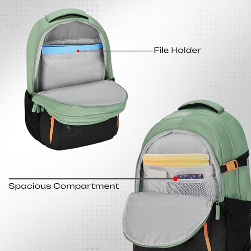 Image of Safari Verge 2 37L Casual Printed Backpack, School Bag for Boys and Girls, Travel Bag for Men and Women, 3 Compartments, Raincover, Armour Base, Organiser, Bottle Holder, Front Pocket, Sage