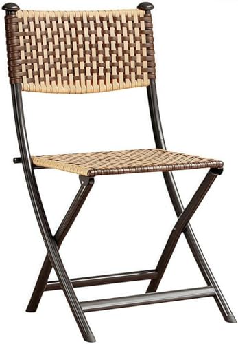 SLLS 折りたたみ椅子 バルコニー 屋外 藤風 背もたれ付き 軽量 携帯便利 ガーデンチェア 折り畳みスツール プラスチック製 省スペース ベランダ 日向ぼっこ用