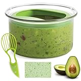 WodGod Guacamole Keeper(1 Pcs), Guacamole Bowls, Avocado Keeper Fresh Guacamole Plastic Kitchen Storage Container with Air Tight Lid, 3-in-1 Avocado Slicer and Cleaning sponge