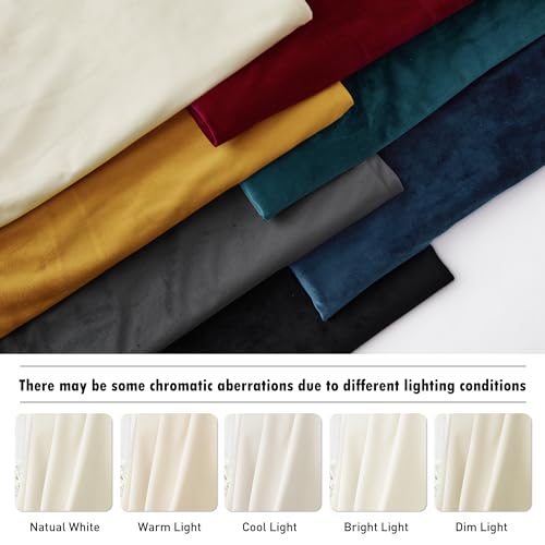Image of RYB HOME Ivory White Velvet Curtains 72 inches with Hook Belt, Back Tab | Thermal Insulated, Privacy UV Heat Blocking, Luxurious Drapes, Nursery Dormitory Bathroom, W52 x L72, 2 Panels Set